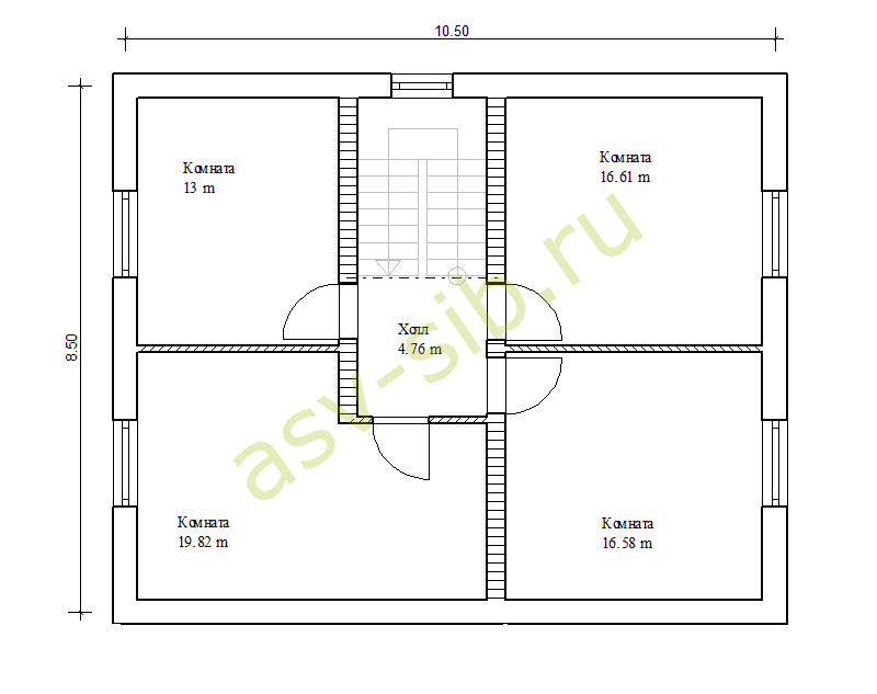 План второго этажа дома из газобетона, проект П-157